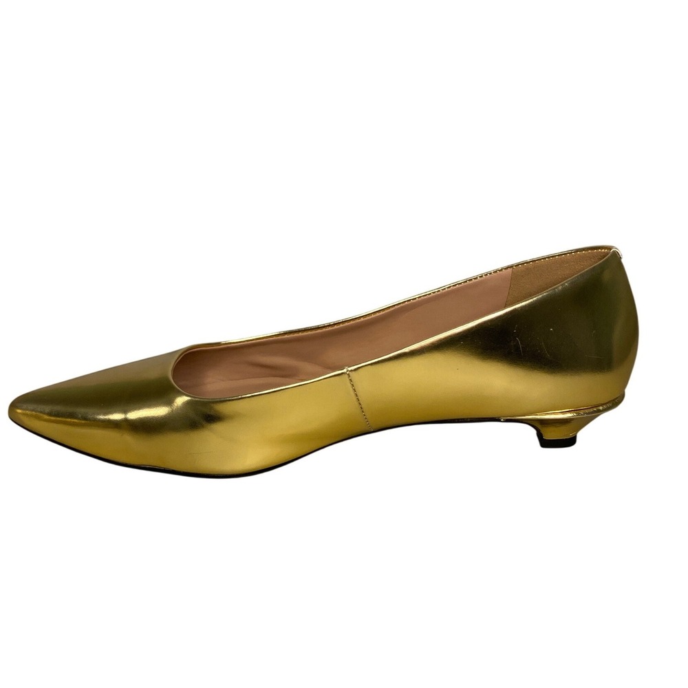 Linea Paolo Gold Metallic Pointed Toe Kitten Heel Pumps Size 10.5